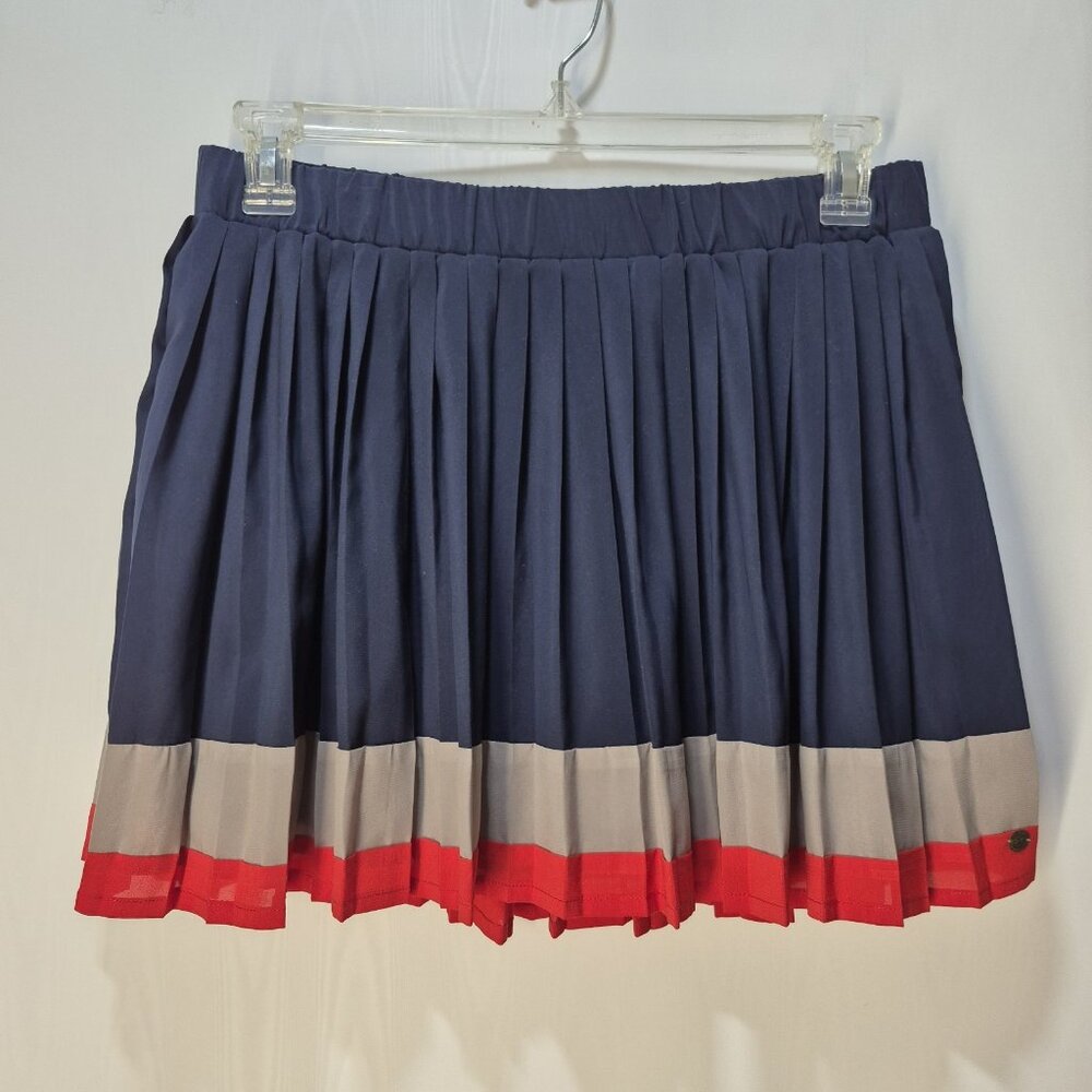 Vtg Y2K Low Rise Tommy Girl Mini Skirt Pleated Jr Women’s Size XL Red Blue Gray